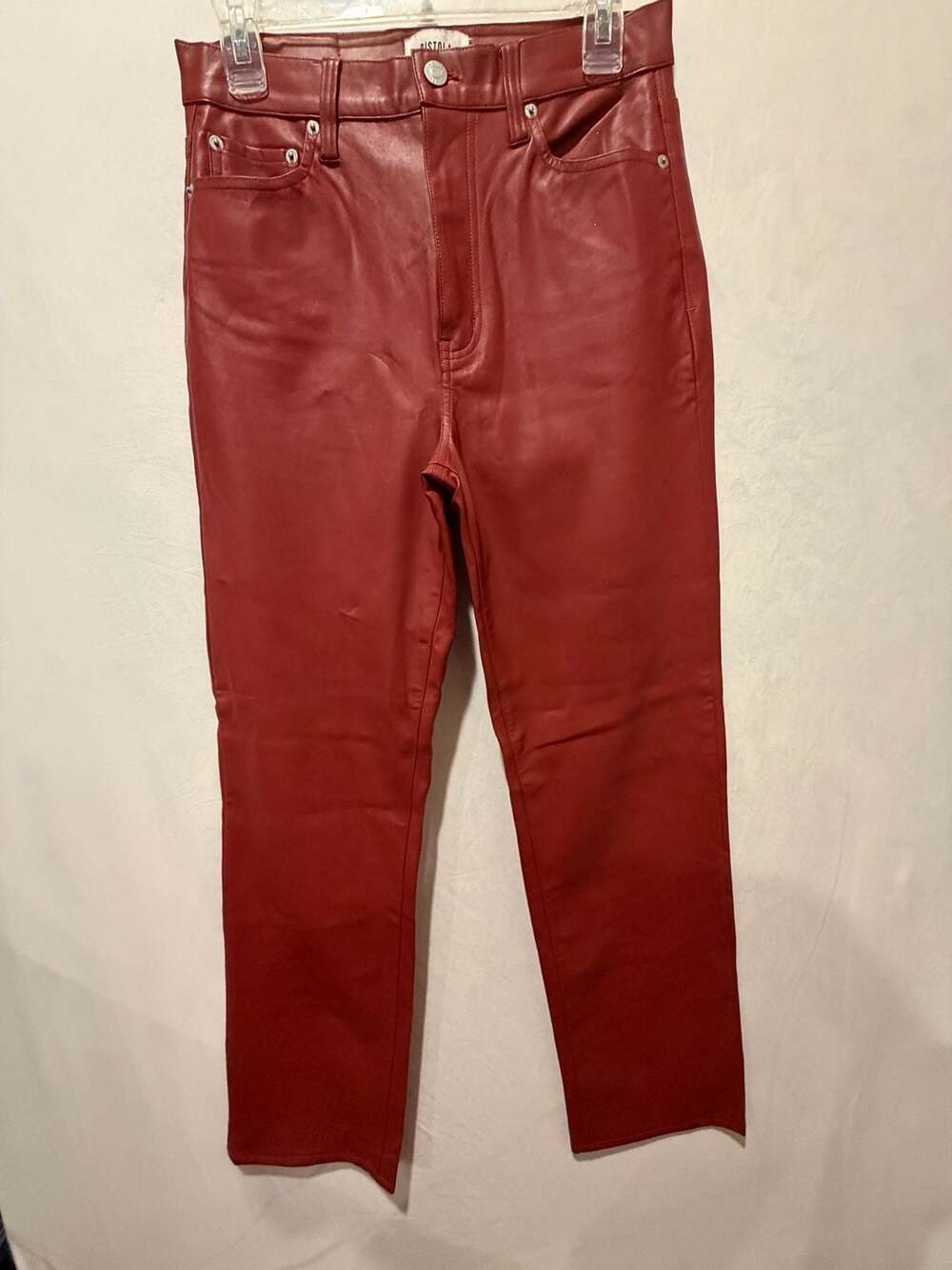Pistola Red Faux Leather Pants Size 28